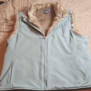 Koret Light Blue Vest with Faux Fur Lining